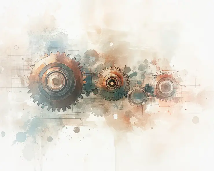 Interconnected gears representing Jabal Life Realty’s approach to real estate services