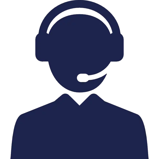 Customer support representative wearing a headset